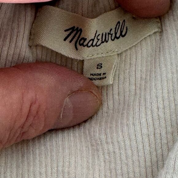 Madewell Plush Cream Square Neck Smocked Top Sz S - Picture 4 of 6